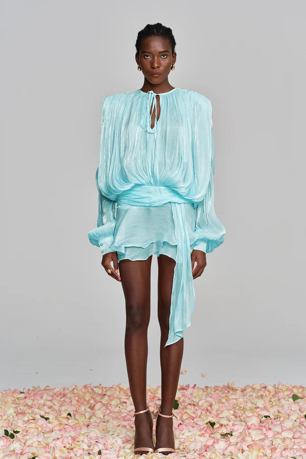 Aliyah Balloon Sleeve Ruffle Mini Dress