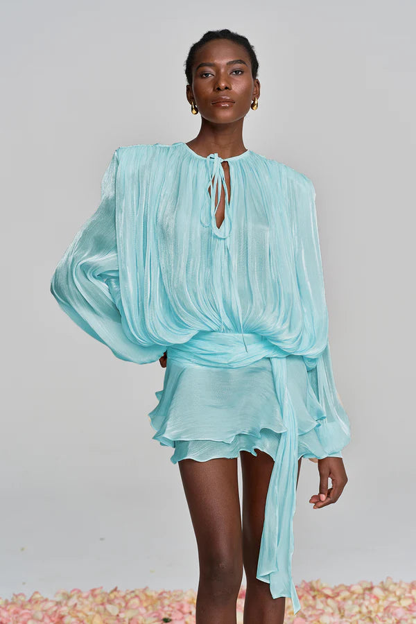 Aliyah Balloon Sleeve Ruffle Mini Dress