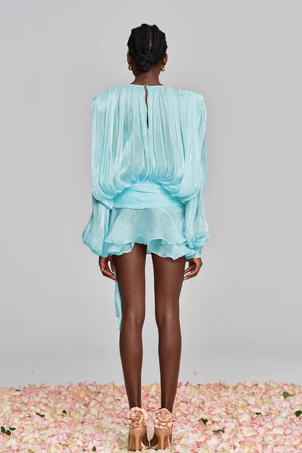 Aliyah Balloon Sleeve Ruffle Mini Dress