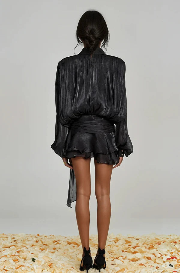 Aliyah Balloon Sleeve Ruffle Mini Dress