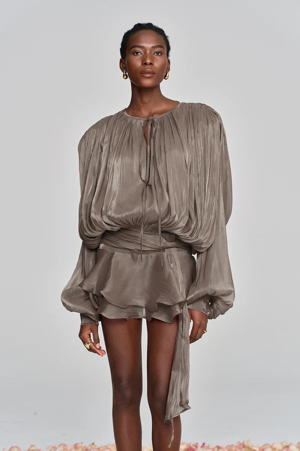 Aliyah Balloon Sleeve Ruffle Mini Dress
