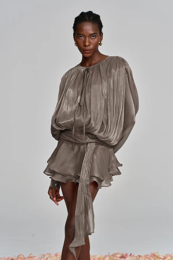 Aliyah Balloon Sleeve Ruffle Mini Dress