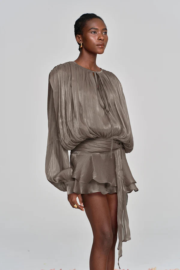 Aliyah Balloon Sleeve Ruffle Mini Dress