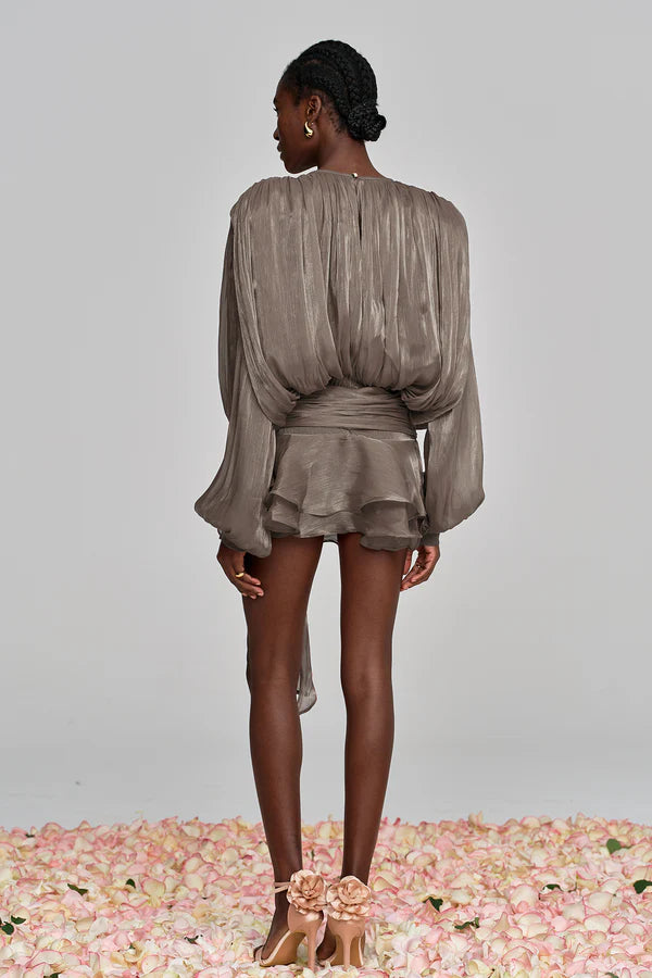 Aliyah Balloon Sleeve Ruffle Mini Dress