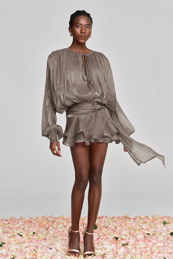 Aliyah Balloon Sleeve Ruffle Mini Dress