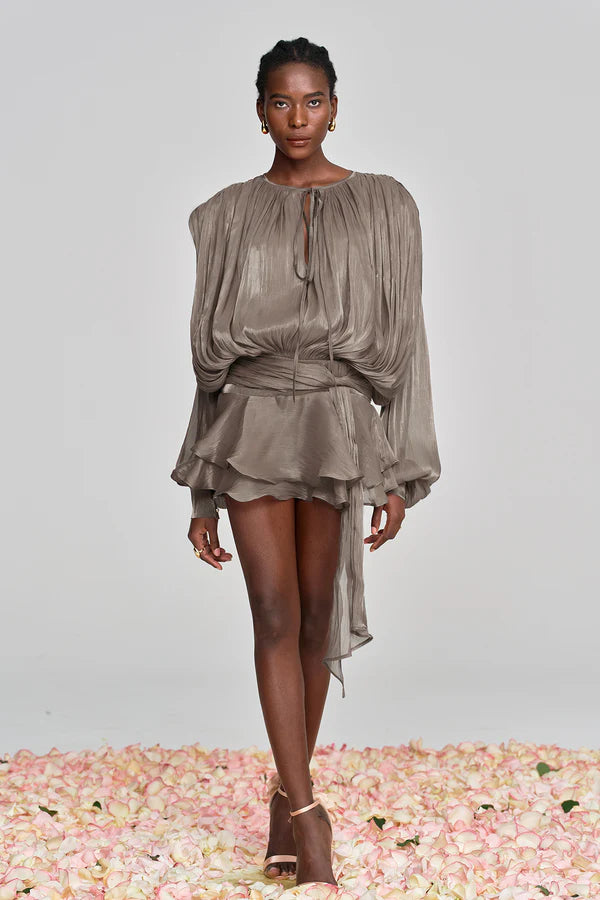Aliyah Balloon Sleeve Ruffle Mini Dress