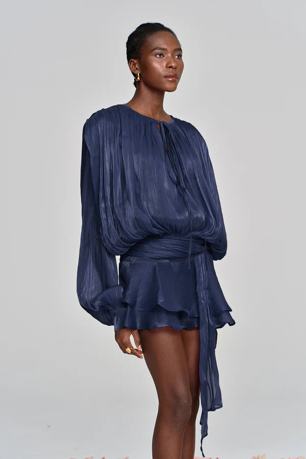 Aliyah Balloon Sleeve Ruffle Mini Dress