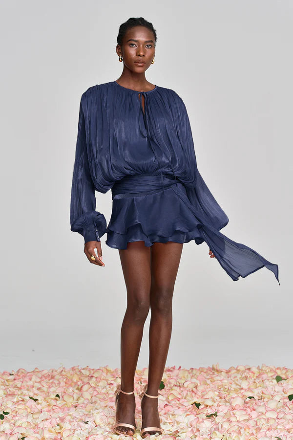 Aliyah Balloon Sleeve Ruffle Mini Dress