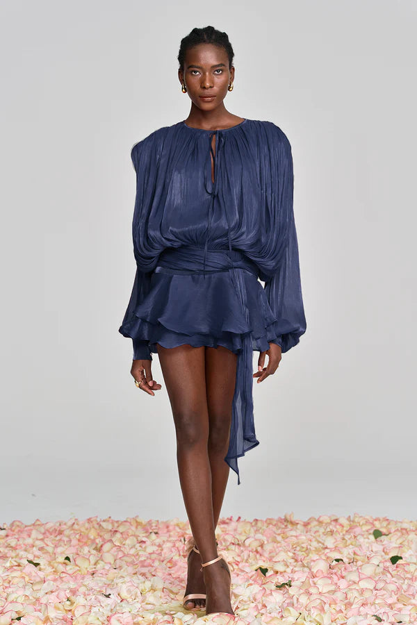 Aliyah Balloon Sleeve Ruffle Mini Dress
