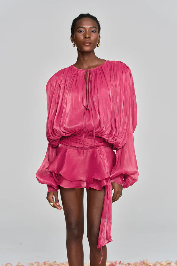 Aliyah Balloon Sleeve Ruffle Mini Dress