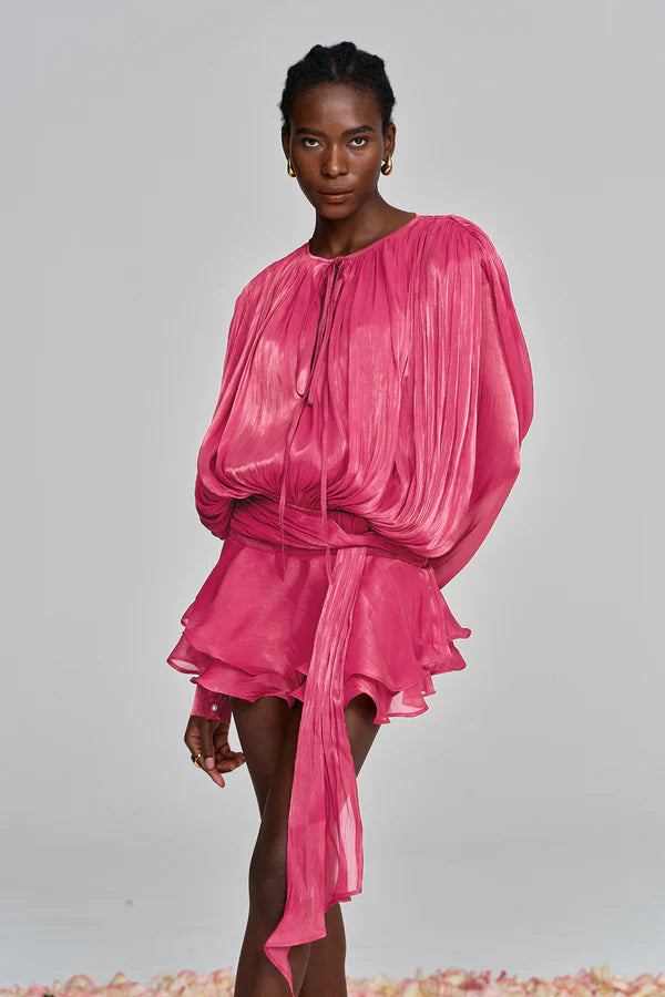 Aliyah Balloon Sleeve Ruffle Mini Dress