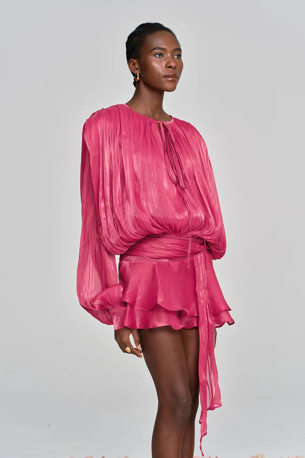Aliyah Balloon Sleeve Ruffle Mini Dress