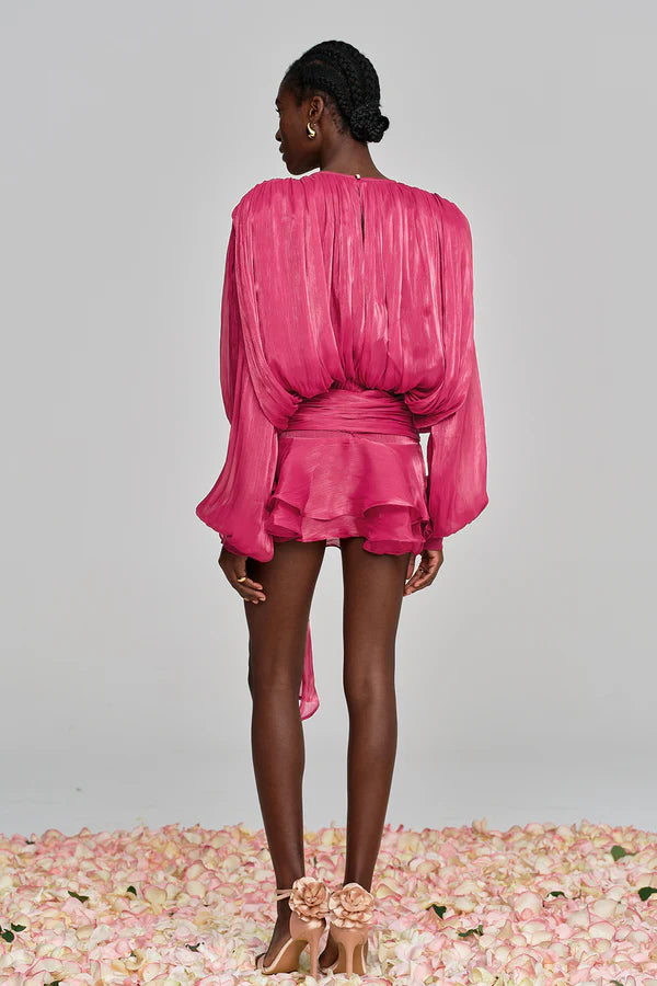 Aliyah Balloon Sleeve Ruffle Mini Dress