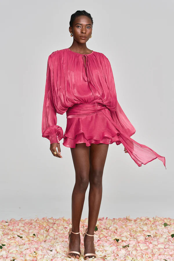 Aliyah Balloon Sleeve Ruffle Mini Dress