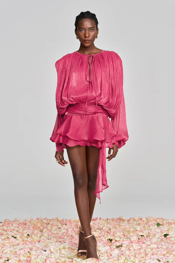 Aliyah Balloon Sleeve Ruffle Mini Dress