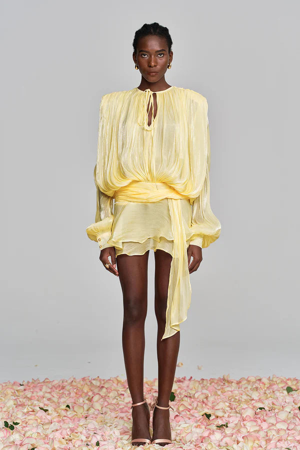 Aliyah Balloon Sleeve Ruffle Mini Dress