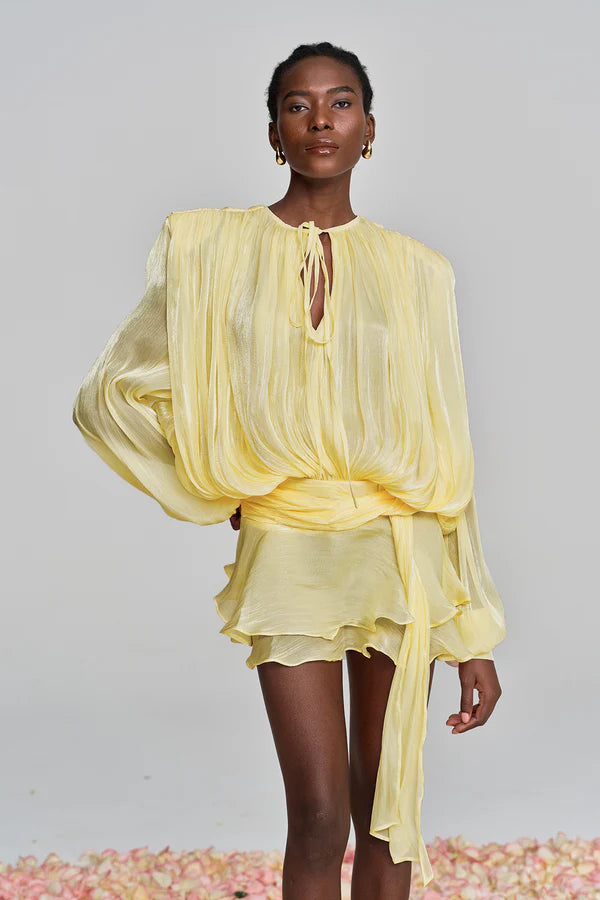 Aliyah Balloon Sleeve Ruffle Mini Dress
