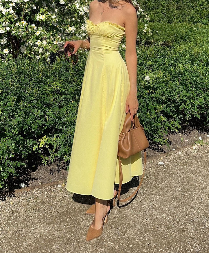 Elandra - Lemon Corset Fit Midi Dress